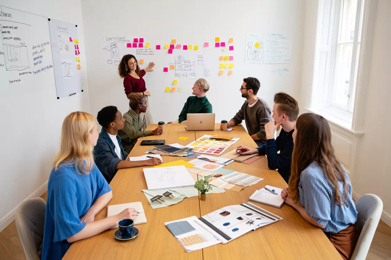 Gezelschap tijdens een creatieve sessie